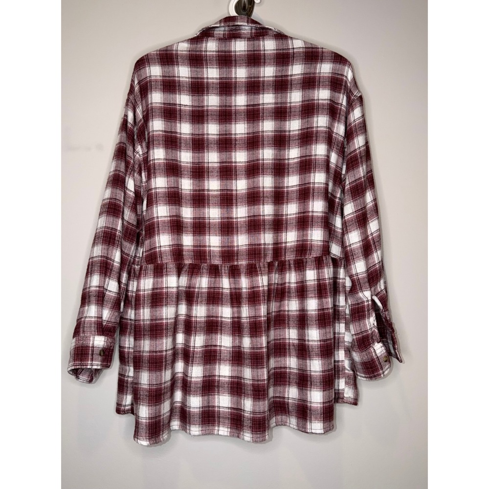 American Eagle Plaid Babydoll Tunic Flannel Top Boho Western - Picture 4 of 7